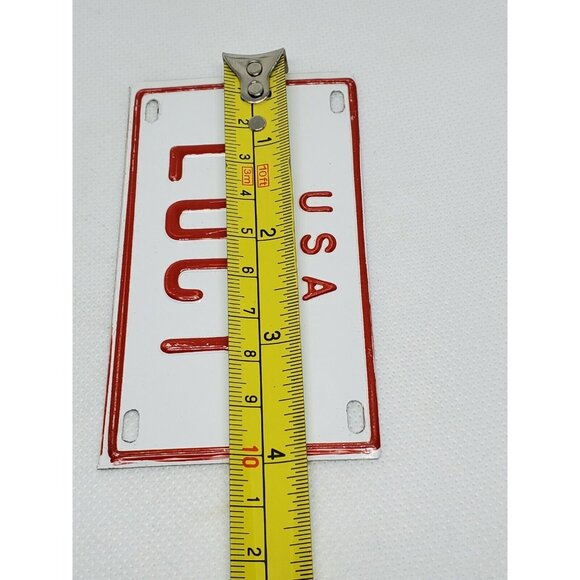 U.S.A Lucy Personalized White & Red Mini Collectible Bike License Plate - Picture 10 of 10